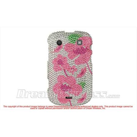 DREAMWIRELESS Blackberry Bold Touch 9900 9930 Full Diamond Case- Silver With Pink Begonia FDBB9900SLPKBEG